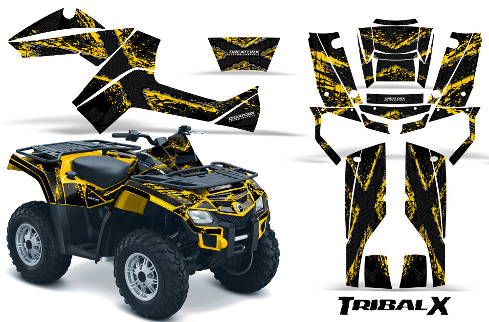 Can-Am Outlander 800 Graphics Kit Bolt TribalX Yellow Black YB